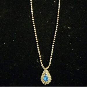 Elegant Blue Teardrop Pendant Necklace